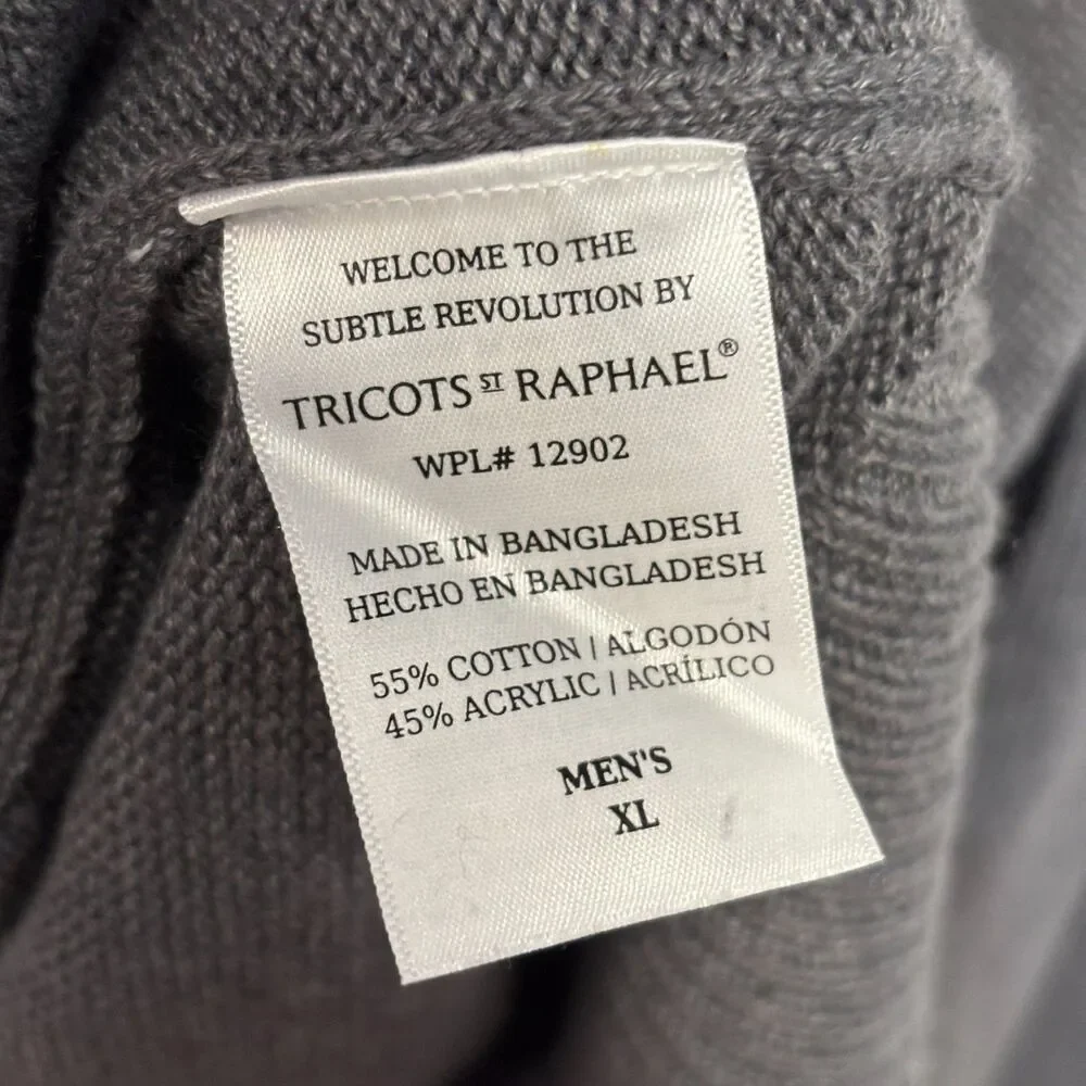 Tricots St Raphael Men Cardigan Sweater Size XL X-Large Gray FA23 D129 -14